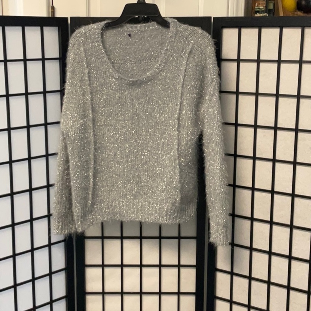 Gray Sweater With Silver Threads Measures Like A … - image 1